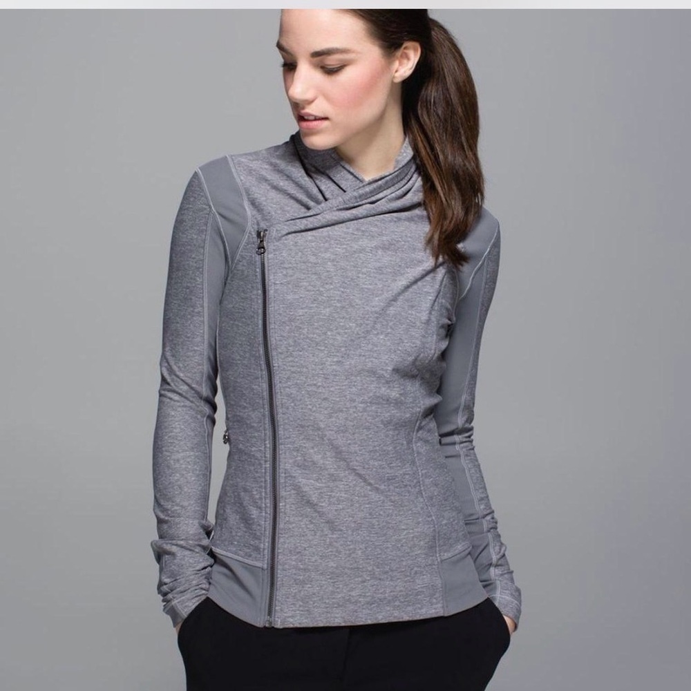 Lululemon Bhakti Yoga Jacket - Heathered Gray / Coco Pique - Size 6